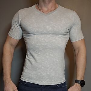 Express Heathered Gray V-Neck Tee